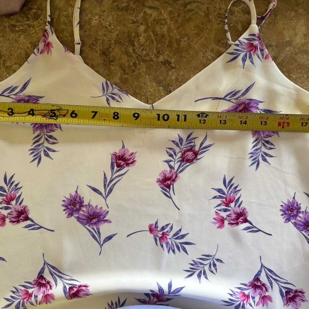 Hippie Rose Cami Tank Top Women’s Large White Purple Floral Flowy Feminine - Picture 6 of 6